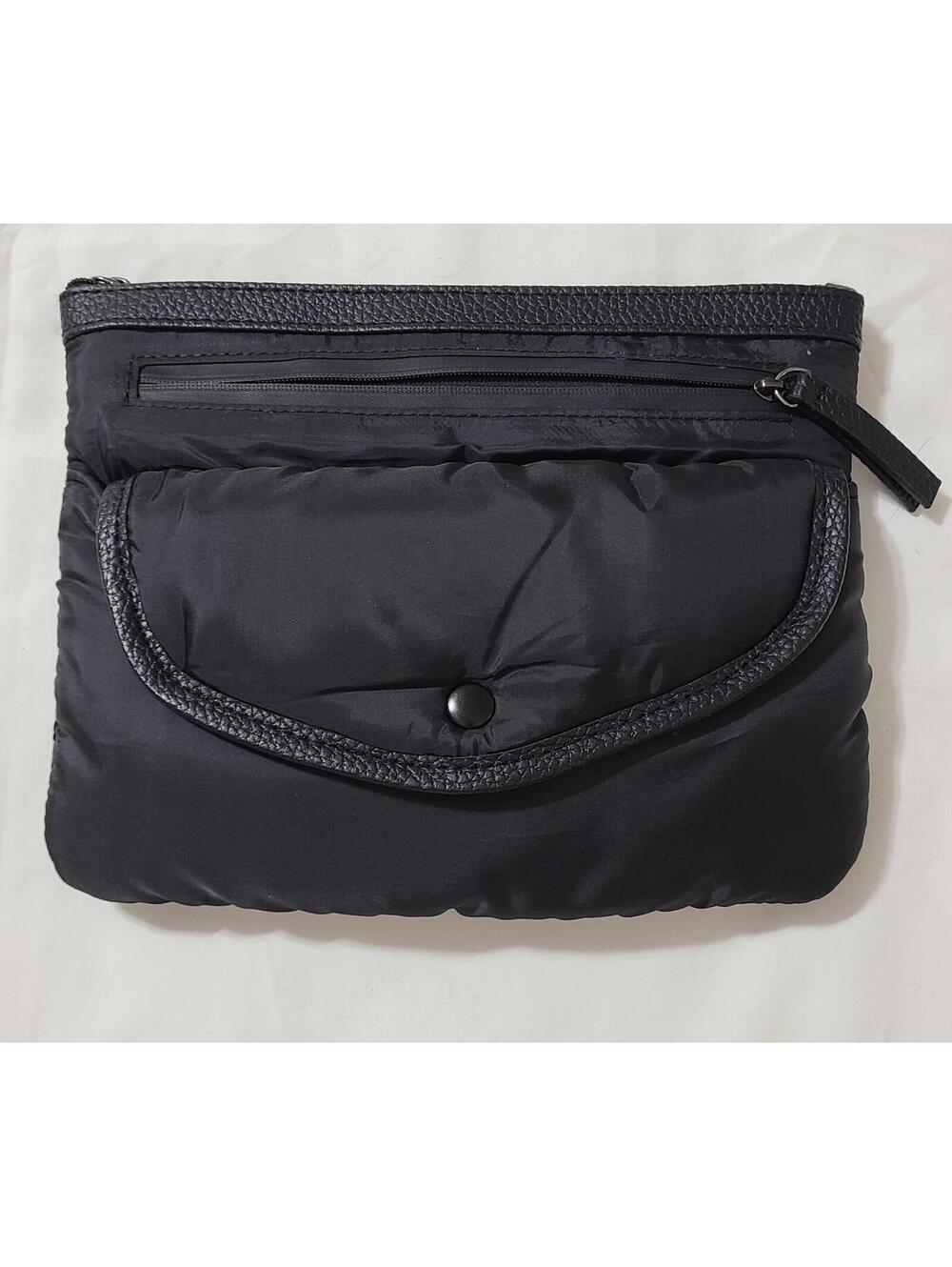 Stylish Puffy Nylon Bag Womens Size Small  Black Makeup Cosmetics Mini Pouch EUC